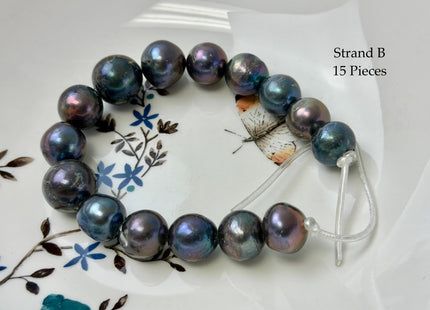 One-Of-A-Kind 11-16 mm Rainbow Peacock Edison Baroque Large Hole Freshwater Pearl Beads 2.2 mm Hole #P3444