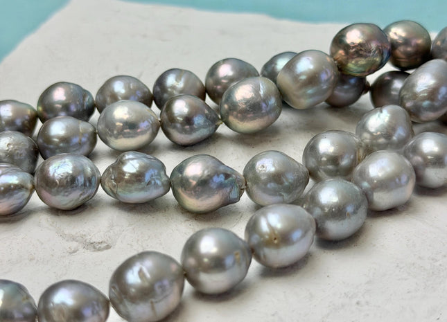 11-12 mm Gray Edison Baroque Pearls High Luster Potato Shape Edison Pearls 28 Beads 15 Inches Strand #P3426
