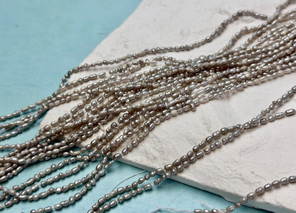 2x2.5-3 mm Silver Gray Color Rice Nugget Tiny Freshwater Seed Pearls 15 Inch Strand #P3430