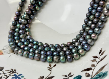 6 mm AAAA Dark Peacock Round High Luster Freshwater Pearls 15.5 Inches Strand 66 Beads #P3445