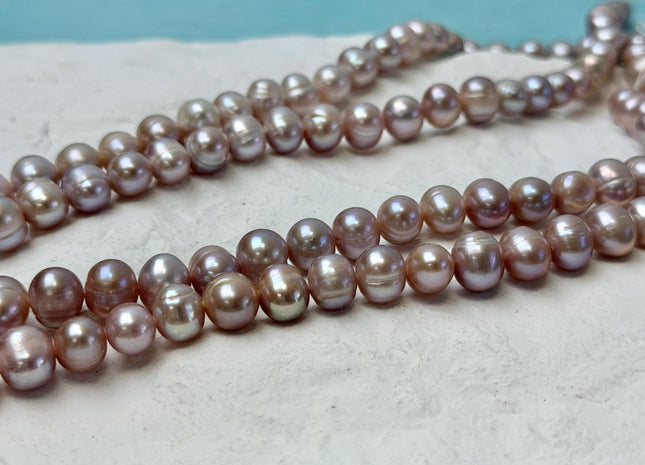 9 mm Natural Mauve Pink Potato High Luster Freshwater Pearl 14.5 Inches Strand 47 Beads #P3446