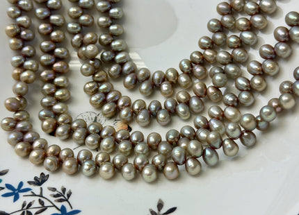 5-5.5x6-7 mm Taupe Champagne Top Drilled Freshwater Pearl 16 Inches Strand 110 Beads #P3447