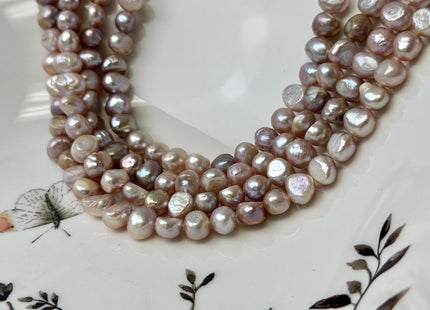 7-9 mm Natural Mauve Pink Seaweed Color Nugget Freshwater Pearls 15 Inches Strand 55 Beads #P3448