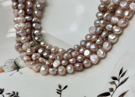 7-9 mm Natural Mauve Pink Seaweed Color Nugget Freshwater Pearls 15 Inches Strand 55 Beads #P3448