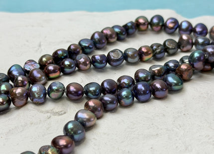 7-8x8-10 mm AA Purple Peacock Color Nugget High Luster Large Hole Freshwater 1.2 mm Hole 15 Inches 50 Beads #P3450