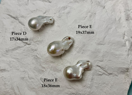 One-Of-A-Kind AAA Rare Natural White Baroque Large 2.2mm Hole Top Drilled Pearl Beads High Luster Jumbo Size Pearl #P3463