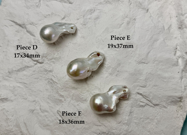 One-Of-A-Kind AAA Rare Natural White Baroque Large 2.2mm Hole Top Drilled Pearl Beads High Luster Jumbo Size Pearl #P3463