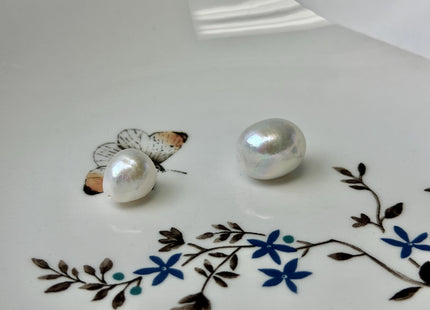 One Piece AAA 10-15 mm Quality Luster Half Drilled Baroque Freshwater Pearl Genuine Natural White Edison Pearls #P3464