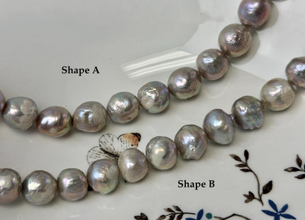 11-14 mm Gray Edison Baroque Off Round Freshwater Pearl Beads With Gold Sheen B Grade #P3465