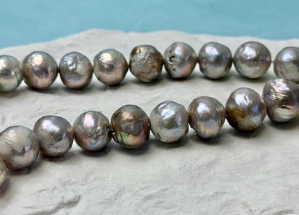 11-14 mm Gray Edison Baroque Off Round Freshwater Pearl Beads With Gold Sheen B Grade #P3465