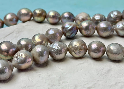 11-14 mm Gray Edison Baroque Off Round Freshwater Pearl Beads With Gold Sheen B Grade #P3465