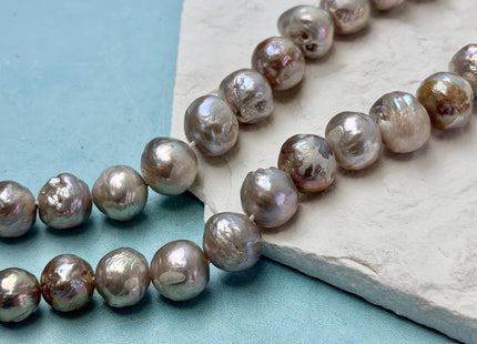 11-14 mm Gray Edison Baroque Off Round Freshwater Pearl Beads With Gold Sheen B Grade #P3465