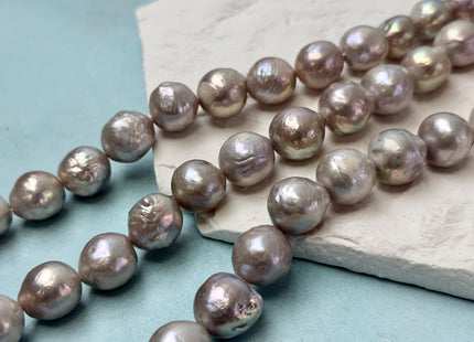 11-14 mm Gray Edison Baroque Off Round Freshwater Pearl Beads With Gold Sheen B Grade #P3465