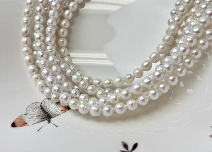 5-6 mm Natural White Color Baby Edison Baroque Freshwater Pearls Beads #P3372