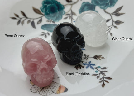 1.5 Inch Hand Carved Gemstone Skull Home Decorations, Mini Skull Art Collectibles Figurines, Healing Gemstones, Skull Decor #4000-C