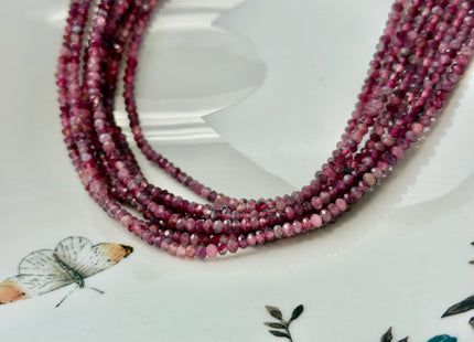 2x3mm Faceted Rondelle Natural Multi Pink Tourmaline Gemstone Beads 15 Inches Strand 183 Beads #4808