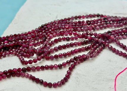 3mm Faceted Round Natural Multi Pink Tourmaline Gemstone Beads 14.5 Inches Strand 120 Beads #4814