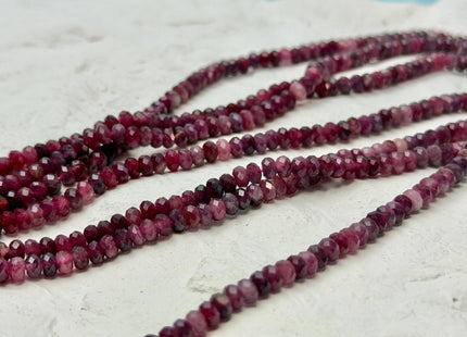2.5-3x4mm Faceted Rondelle Natural Multi Pink Tourmaline Gemstone Beads 15 Inches Strand 150 Beads #4816