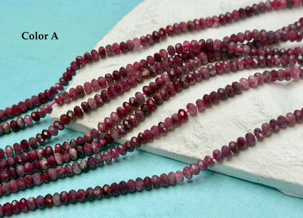 2.5-3x4mm Faceted Rondelle Natural Multi Pink Tourmaline Gemstone Beads 15 Inches Strand 150 Beads #4816