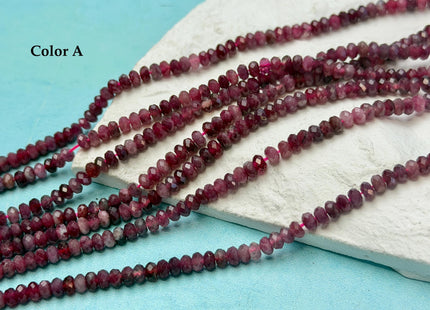 2.5-3x4mm Faceted Rondelle Natural Multi Pink Tourmaline Gemstone Beads 15 Inches Strand 150 Beads #4816