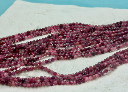 2.5mm Faceted Round Natural Multi Pink Tourmaline Gemstone Beads 15 Inches Strand 160 Beads #4815