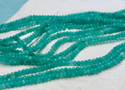 2.5x3.5mm 3x4mm Micro Faceted Rondelle Natural Amazonite Gemstone Beads Blue Gemstone Loose Beads 15.5 Inches Strand #3540