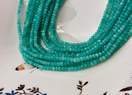 2.5x3.5mm 3x4mm Micro Faceted Rondelle Natural Amazonite Gemstone Beads Blue Gemstone Loose Beads 15.5 Inches Strand #3540