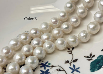 12-13 mm AAAA Half Strand Natural White Baroque Edison Pearl High Luster Pearl 8 Inches Strand 16 Beads #P3436