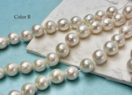 12-13 mm AAAA Half Strand Natural White Baroque Edison Pearl High Luster Pearl 8 Inches Strand 16 Beads #P3436