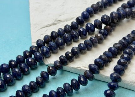 6x8-10 mm Faceted Rondelle Dark Lapis Gemstone Beads 7.5 Inches Strand 33 Beads #4855