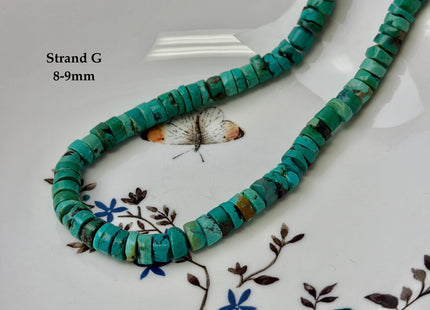 One-Of-A-Kind 7-9mm AAA Natural Turquoise Heishi Rondelle Shape Natural Color Turquoise Gemstones 15.5 Inches Strand #4817