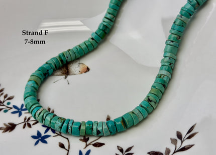 One-Of-A-Kind 7-9mm AAA Natural Turquoise Heishi Rondelle Shape Natural Color Turquoise Gemstones 15.5 Inches Strand #4817