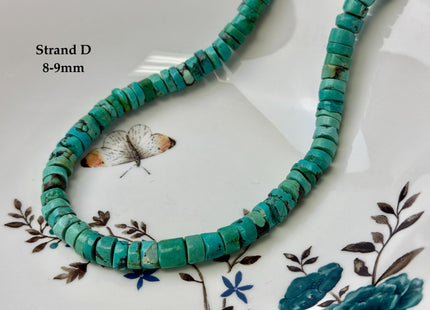 One-Of-A-Kind 7-9mm AAA Natural Turquoise Heishi Rondelle Shape Natural Color Turquoise Gemstones 15.5 Inches Strand #4817