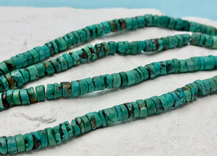6-6.5mm AAA Natural Turquoise Heishi Rondelle Shape Natural Color Turquoise Gemstones 14.5 Inches Strand #4818