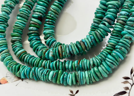 10-14mm AAA Natural Turquoise Rondelle Disc Shape Natural Color Turquoise Gemstones 16 Inches Strand #4819