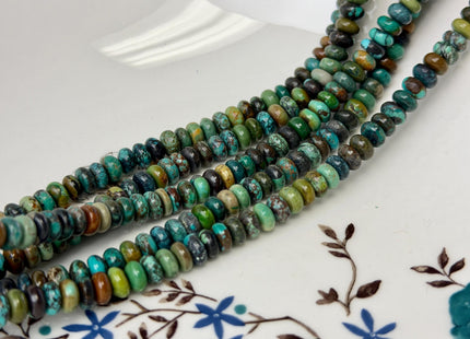 5 mm 6 mm 100% All Natural Turquoise Rondelle Beads, Genuine All Natural Multi Color Turquoise Gemstone #2224