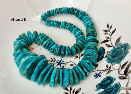 One-Of-A-Kind 7-32mm Natural Turquoise Graduated Rondelle Disc Shape Natural Color Turquoise Gemstones 15.5 Inches Strand #4821