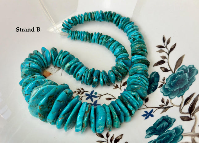 One-Of-A-Kind 7-32mm Natural Turquoise Graduated Rondelle Disc Shape Natural Color Turquoise Gemstones 15.5 Inches Strand #4821
