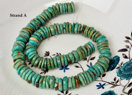 One-Of-A-Kind 12-14mm AAA Natural Turquoise Rondelle Disc Shape Natural Color Turquoise Gemstones 16 Inches Strand #4822