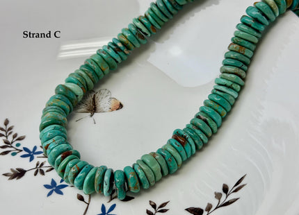 One-Of-A-Kind 12-14mm AAA Natural Turquoise Rondelle Disc Shape Natural Color Turquoise Gemstones 16 Inches Strand #4822
