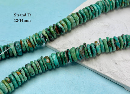 One-Of-A-Kind 12-14mm AAA Natural Turquoise Rondelle Disc Shape Natural Color Turquoise Gemstones 16 Inches Strand #4822