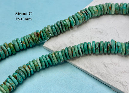 One-Of-A-Kind 12-14mm AAA Natural Turquoise Rondelle Disc Shape Natural Color Turquoise Gemstones 16 Inches Strand #4822