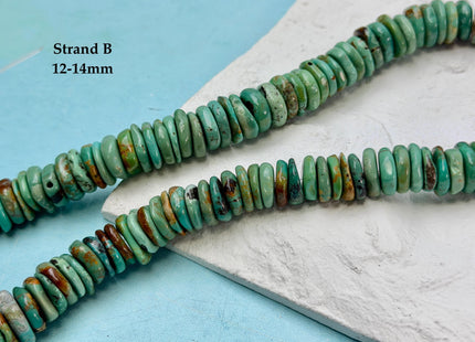 One-Of-A-Kind 12-14mm AAA Natural Turquoise Rondelle Disc Shape Natural Color Turquoise Gemstones 16 Inches Strand #4822
