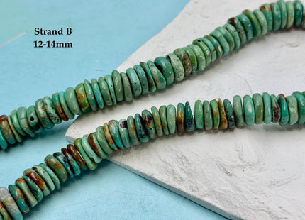 One-Of-A-Kind 12-14mm AAA Natural Turquoise Rondelle Disc Shape Natural Color Turquoise Gemstones 16 Inches Strand #4822
