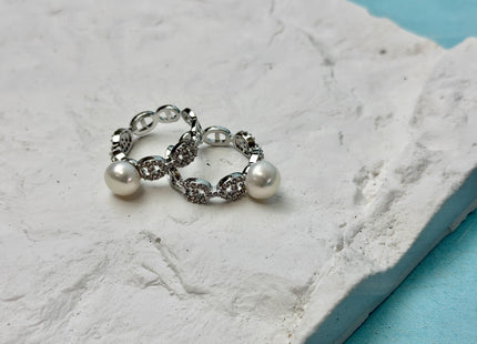 Natural White Freshwater Pearl Ring White 14K Gold Filled Brass Button Pearl Adjustable Dainty Rings With CZ Gemstones #10047-M