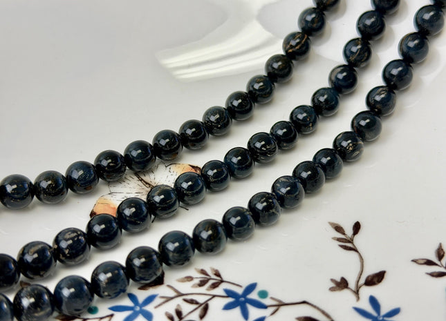 8 mm Smooth Round Dark Gray Hawk Tiger Eyes Natural Gemstone Beads Genuine Natural Tiger Eye Loose Beads #2285