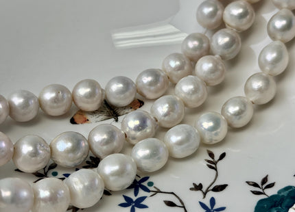 12-14mm Natural White Large Hole Graduated Freshwater Baroque Pearls 2 mm Hole Pearl Beads #118