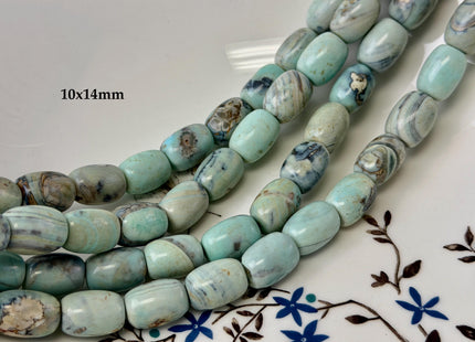 10x14mm 13x18mm Natural Dragon Skin Agate Gemstone Smooth Barrel Shape Blue Green Brown Color Agate Beads Large 1.5mm Hole #4823