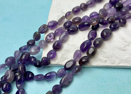 8x8-11 mm Natural Mixed Purple Amethyst Irregular Pebble Nugget 15 Inches Strand #4857