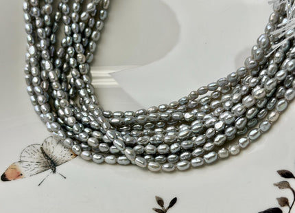3-3.5x4-5 mm AA Gray Rice Nugget Tiny Freshwater Seed Pearls Beads 14 Inch Strand #P3474